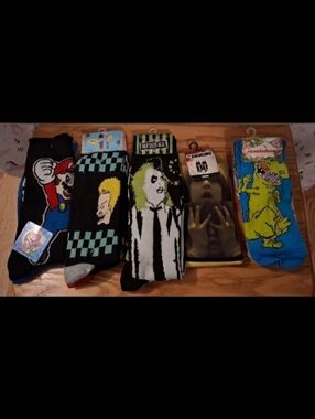 NWT Lot Of 5 Novelty Horror TV Video Game Tall & Crew Collectible Socks OSFM